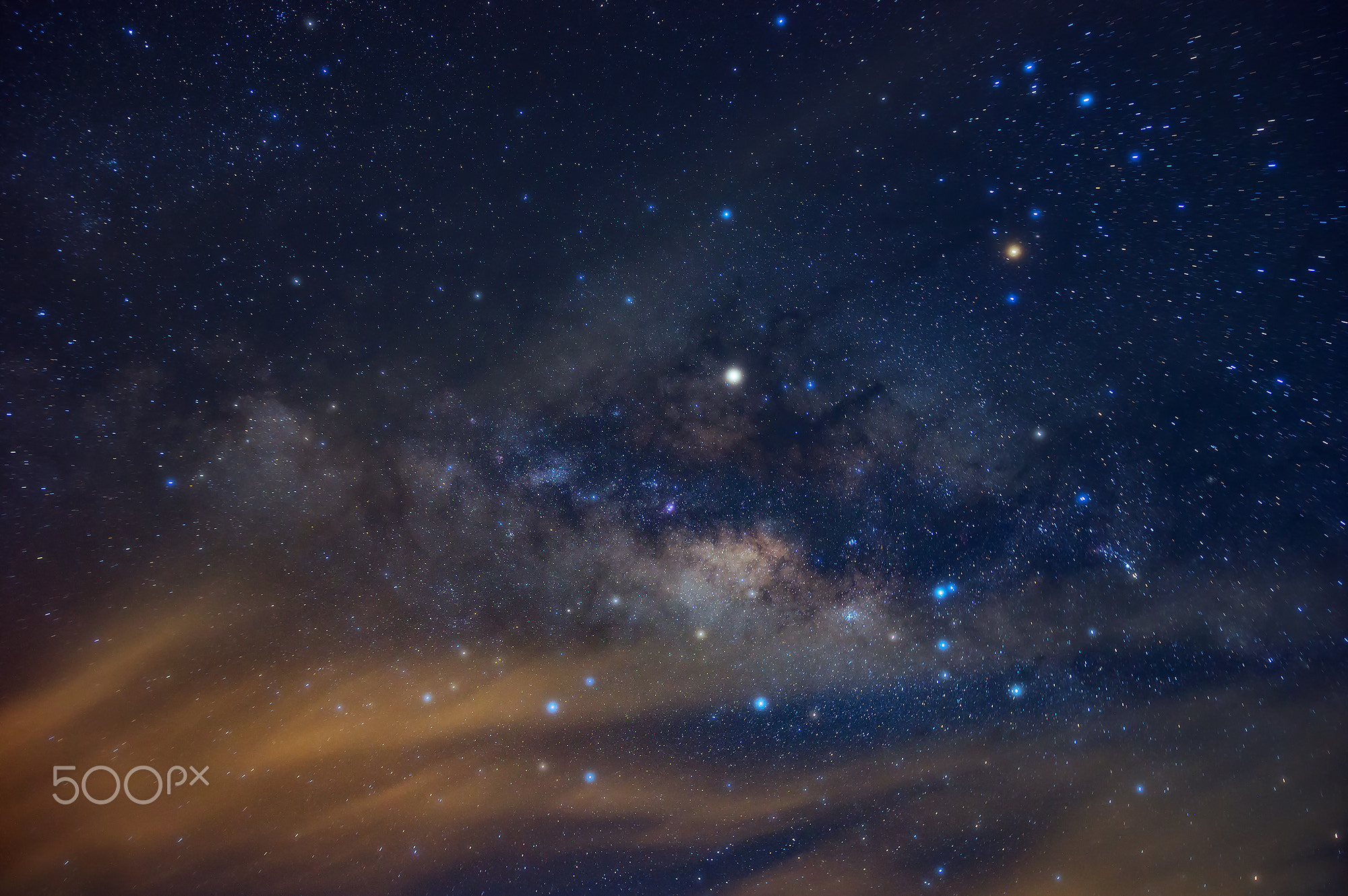 Milky way galaxy with cloud moving