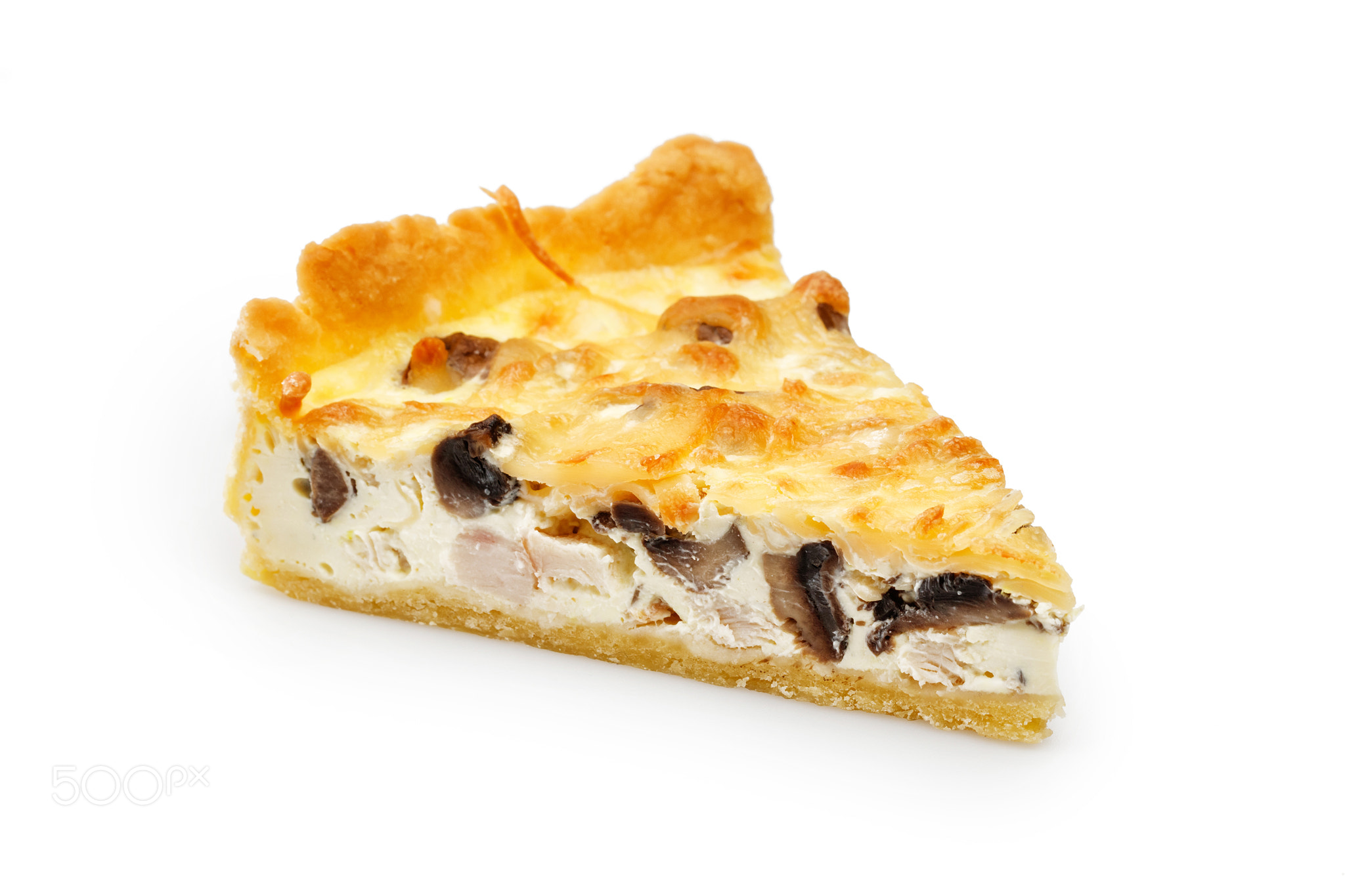 Single slice of chicken and mushroom pie