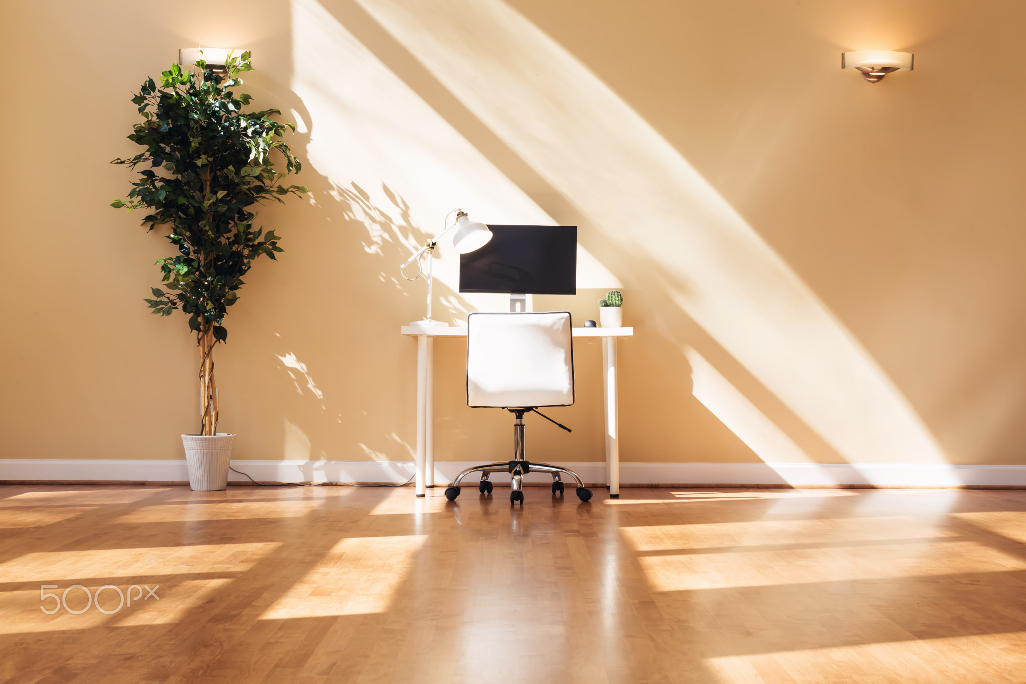 Workstation desk in a large room