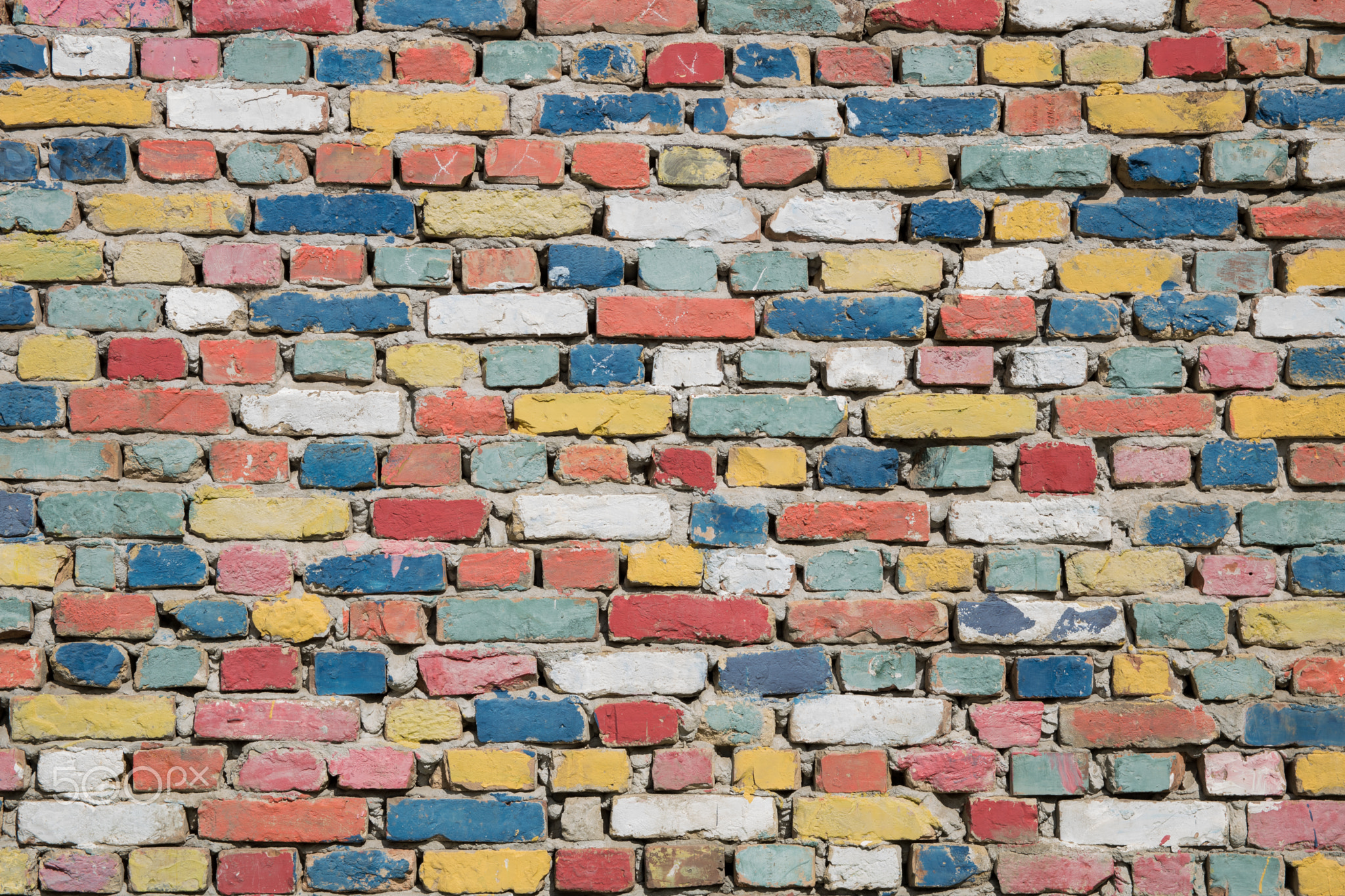 Colourful bricks texture