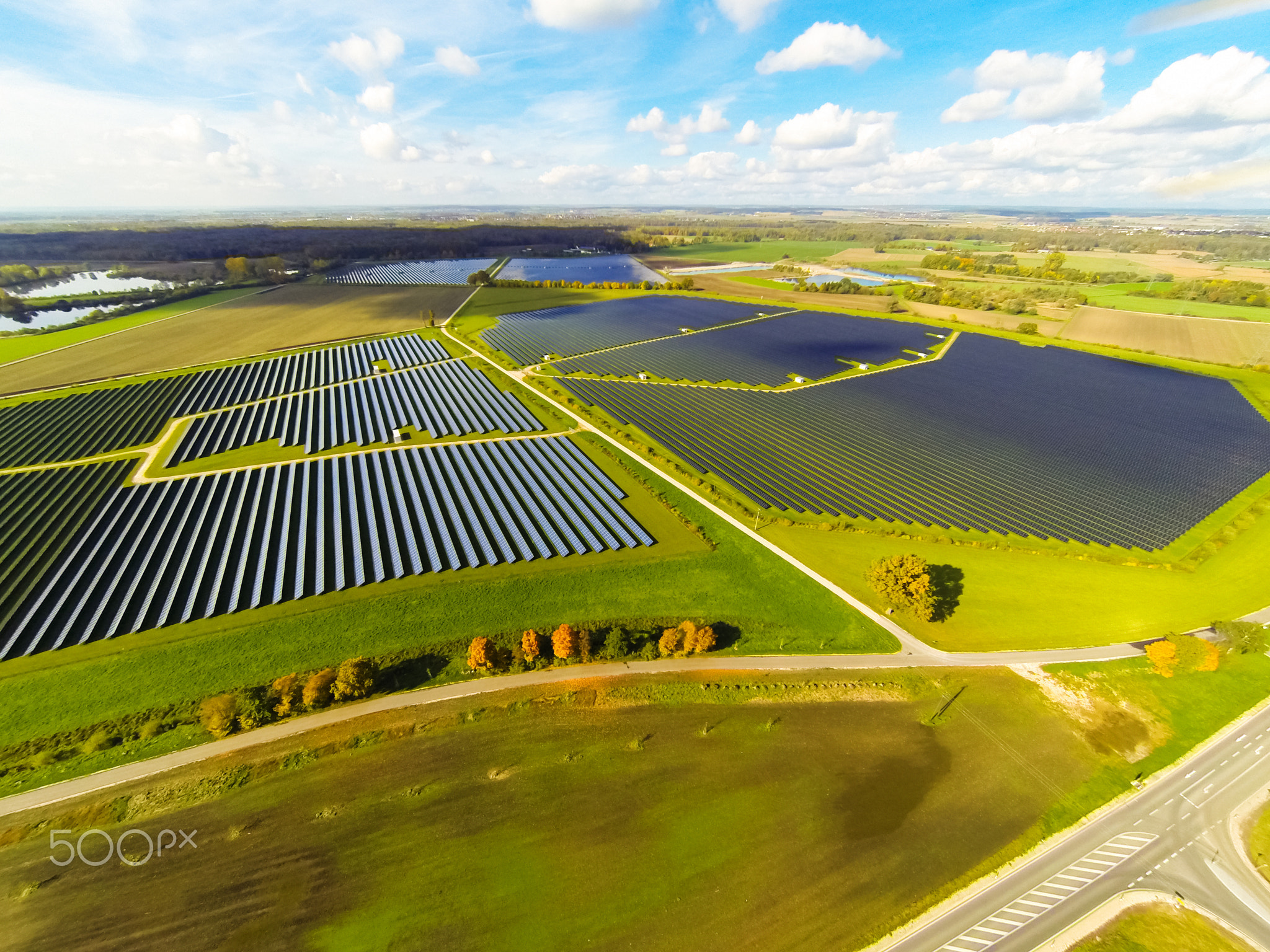 Aerial View Of Solar Power Station