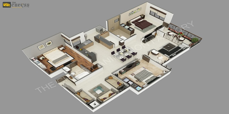 3D Floor Plan Rendering Animation Services Studio