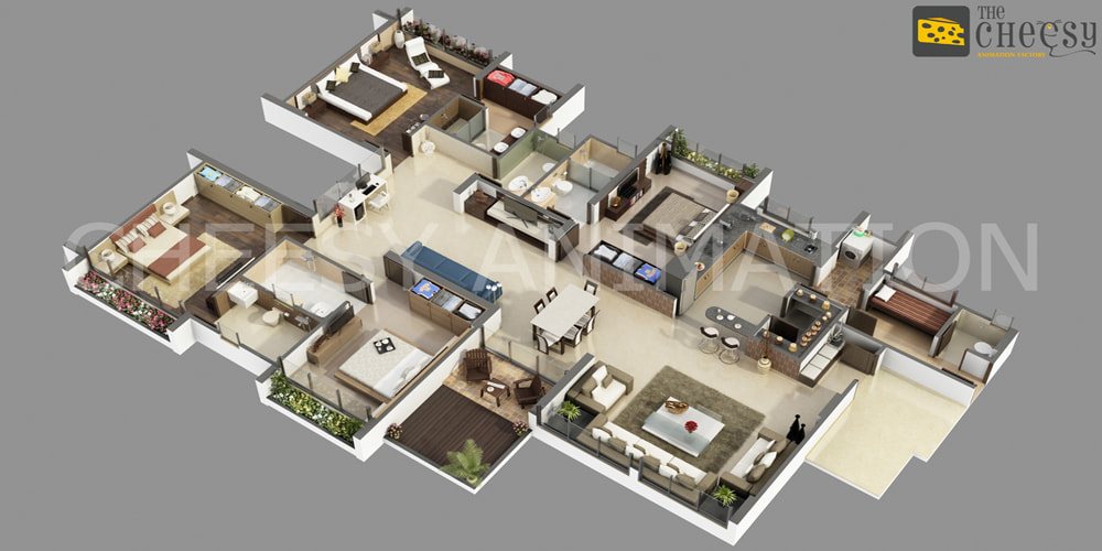 3D Floor Plan Rendering Animation Services Studio