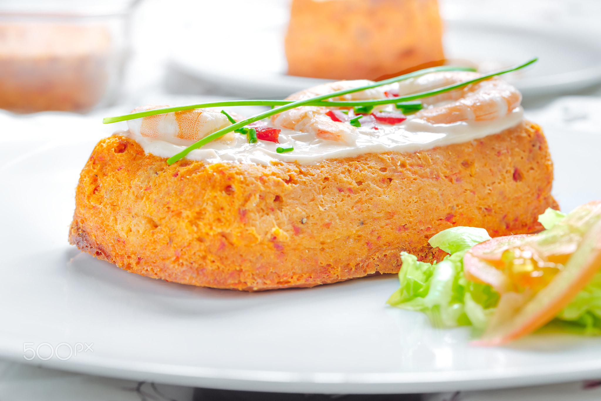 Delicious Fish cake. Hake cake with shrimps