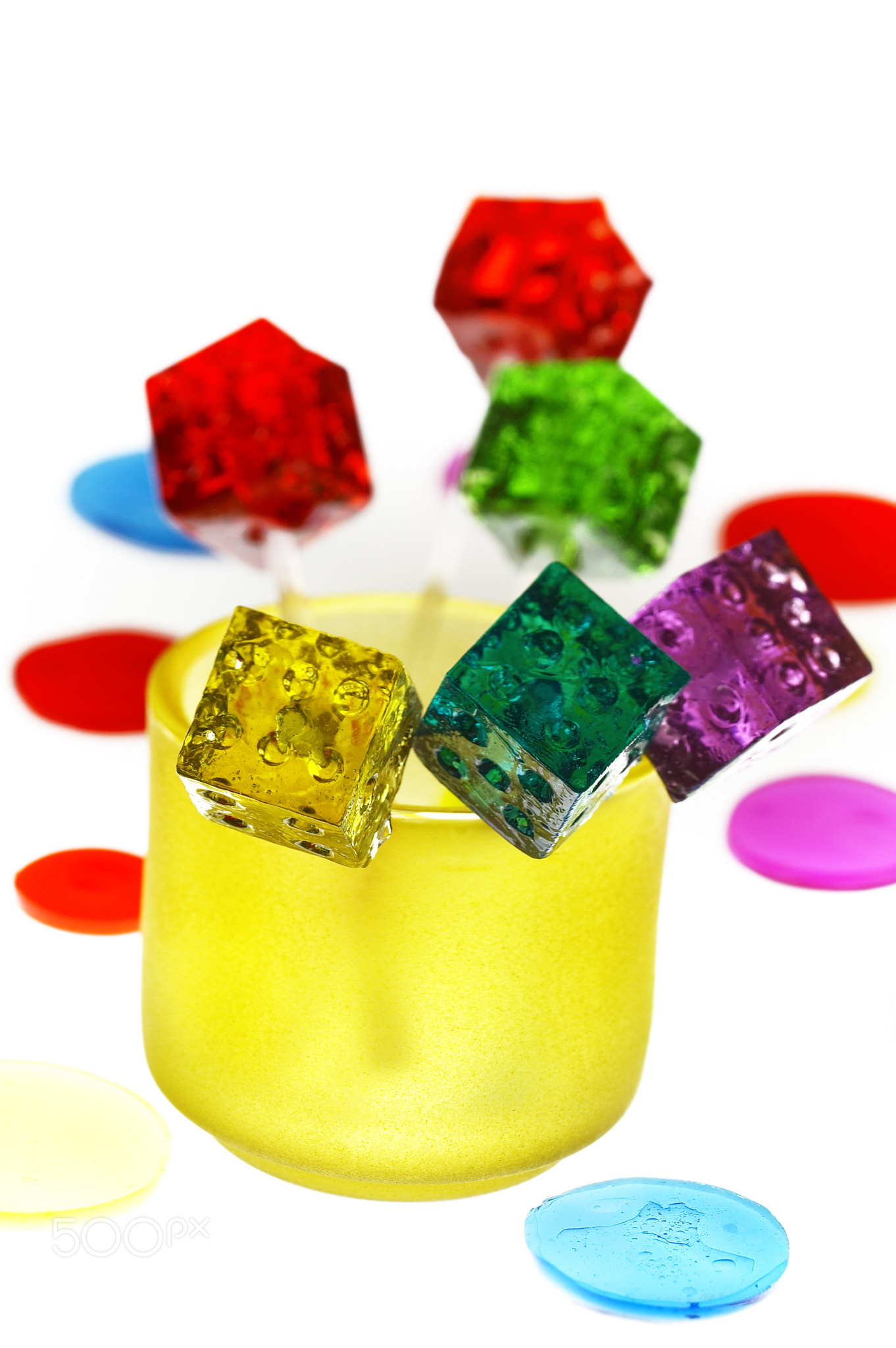 colorfull dice lollipops