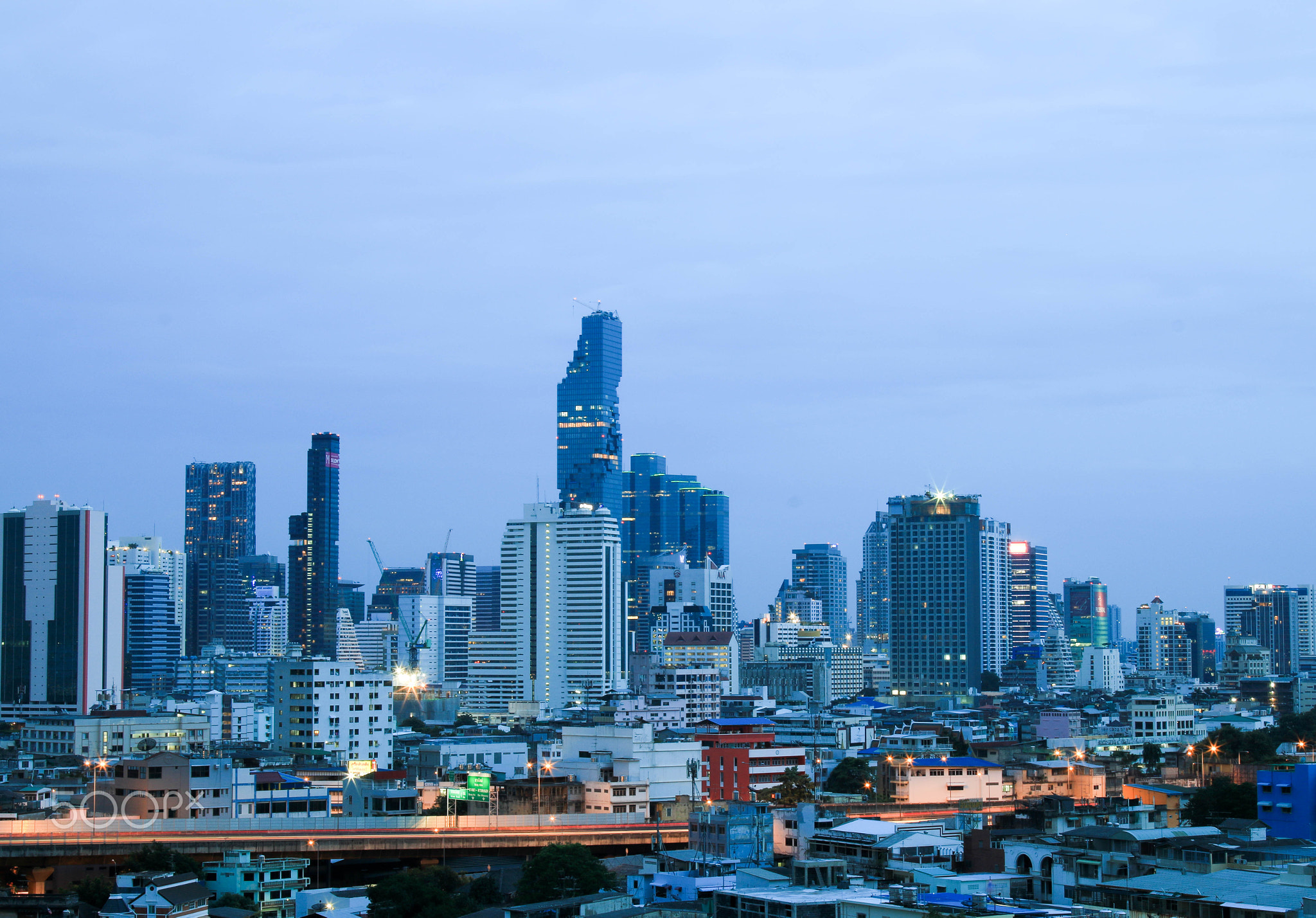 Cityscape view of Bangkok modern office