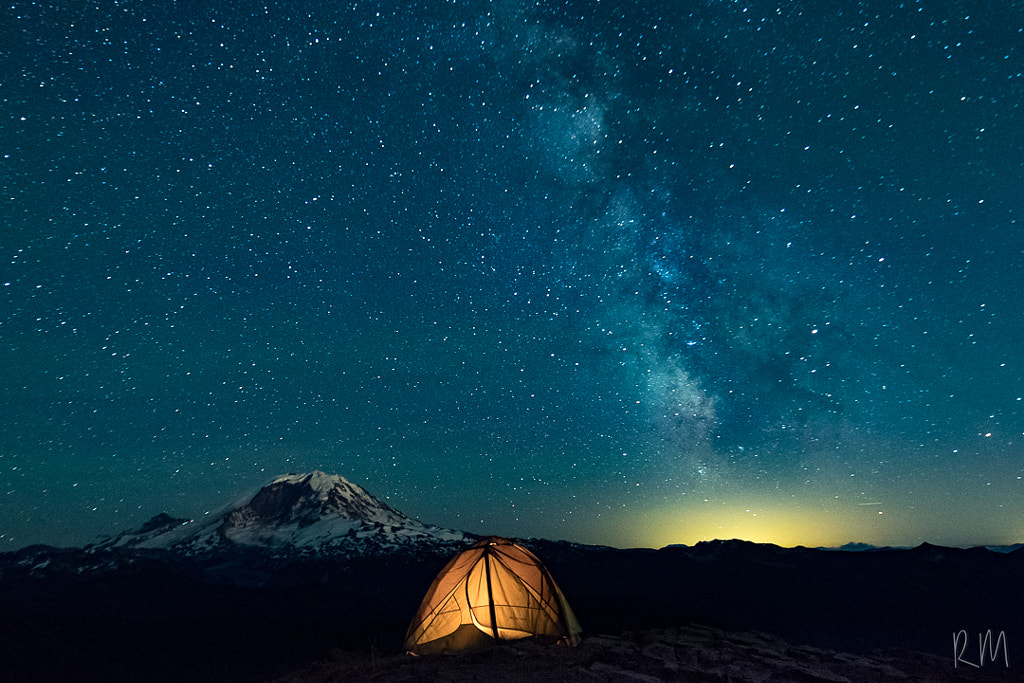 The Milky Way, Mt. Rainier, and a Tent by Rob Meyer / 500px | @500px