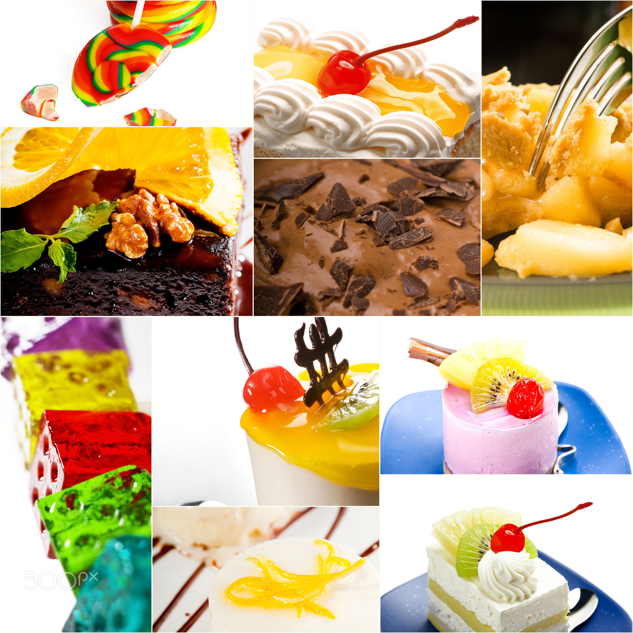 dessert cake and sweets collection collage