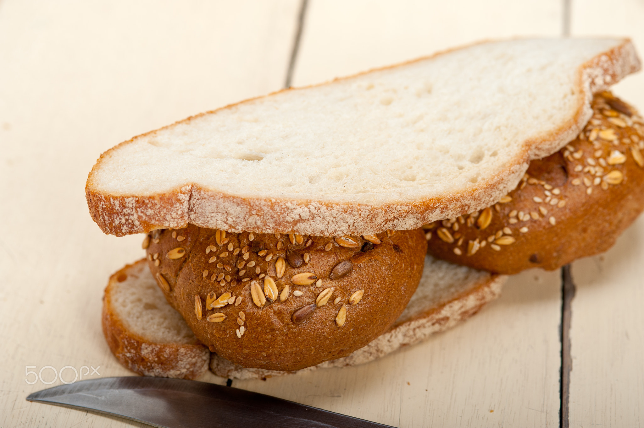 organic bread over rustic table