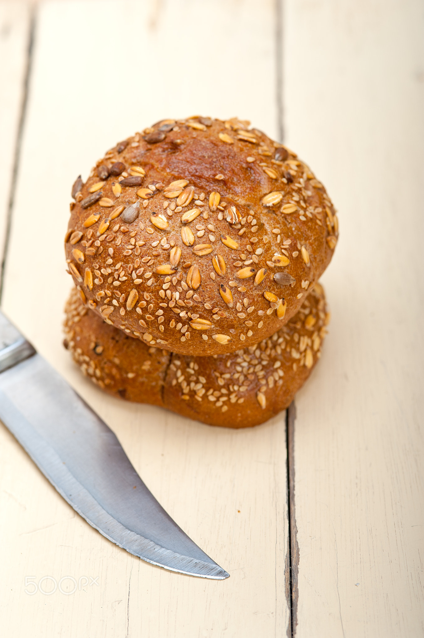 organic bread over rustic table