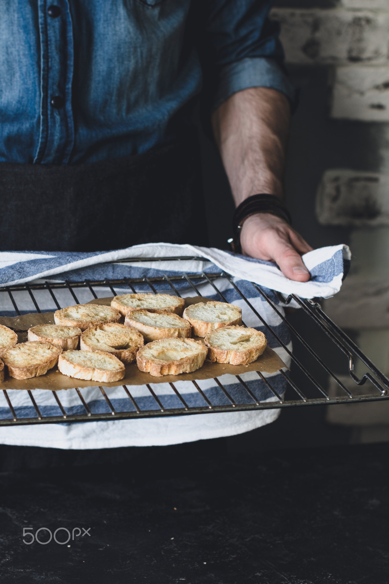 Crostini on cooling rack