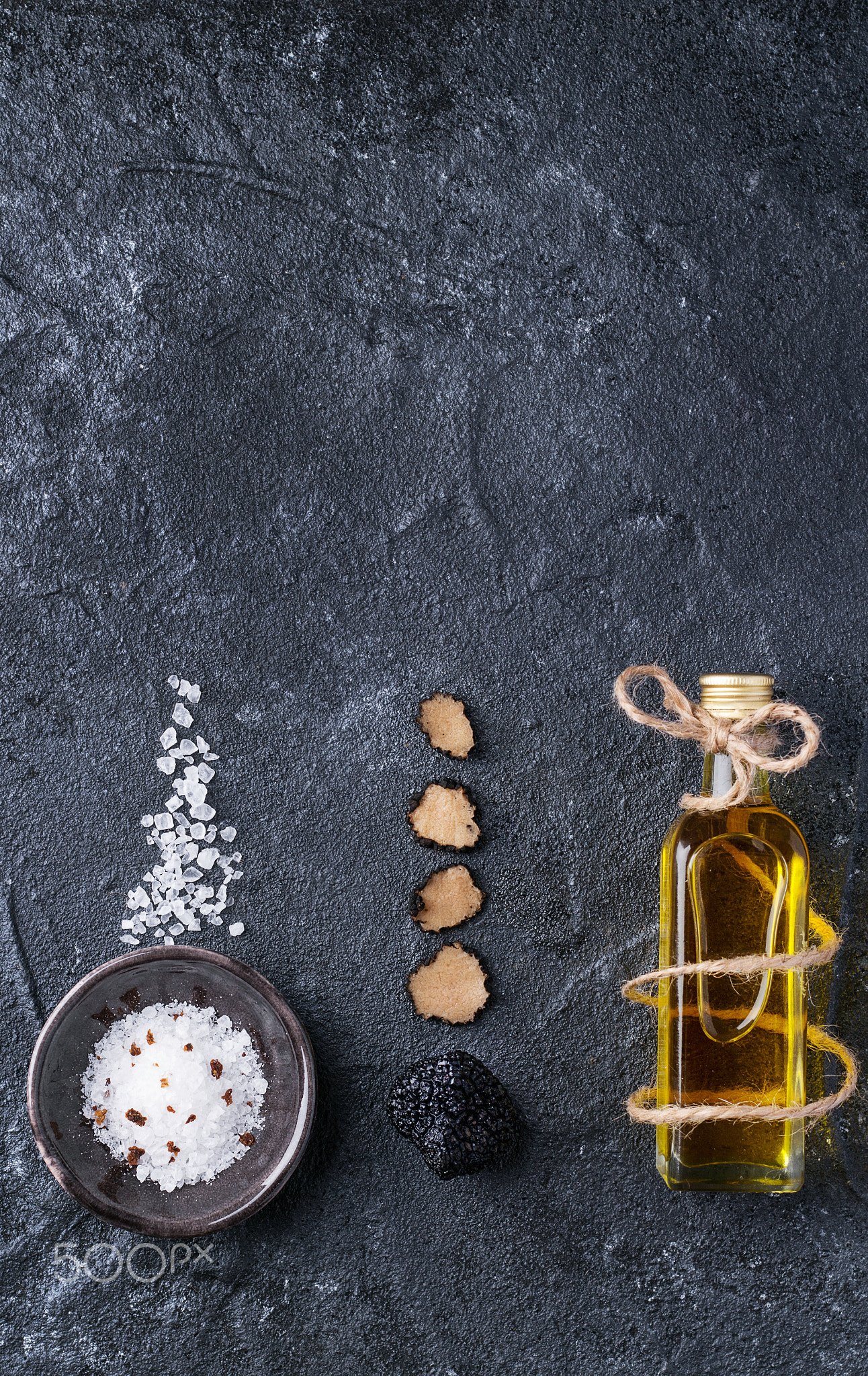 Truffle mushroom with oil and salt