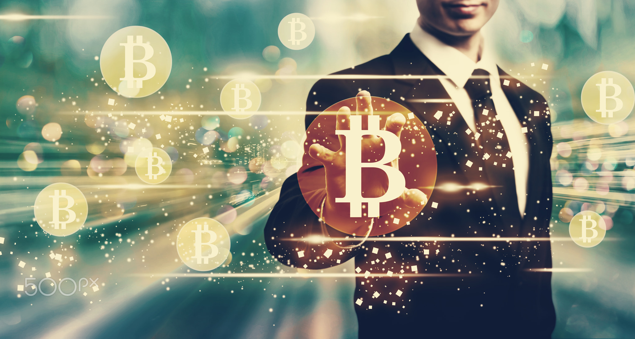 Bitcoins with businessman