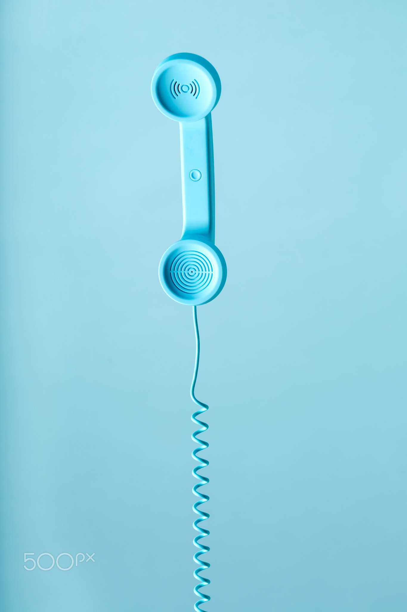 Retro style blue telephone handset