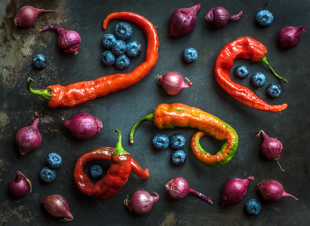 Peppers, blueberries and baby red onions by Alan Shapiro on 500px.com