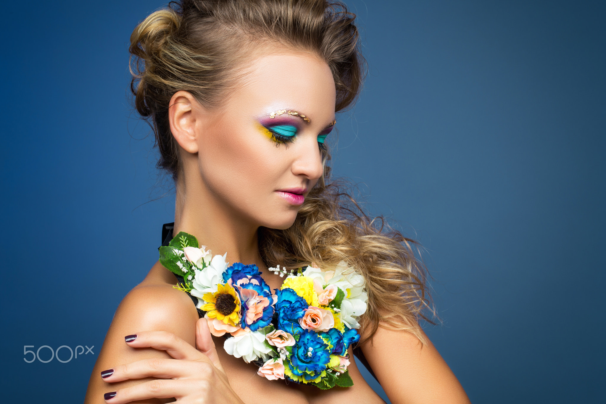 beautiful girl with flower accessories