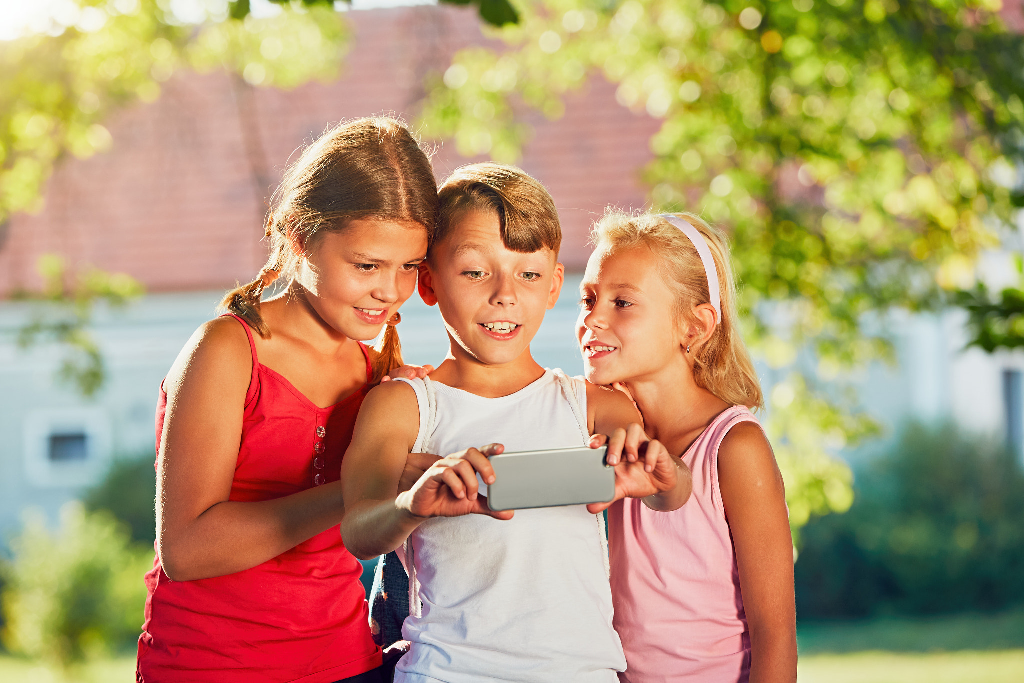 Children taking a selfie