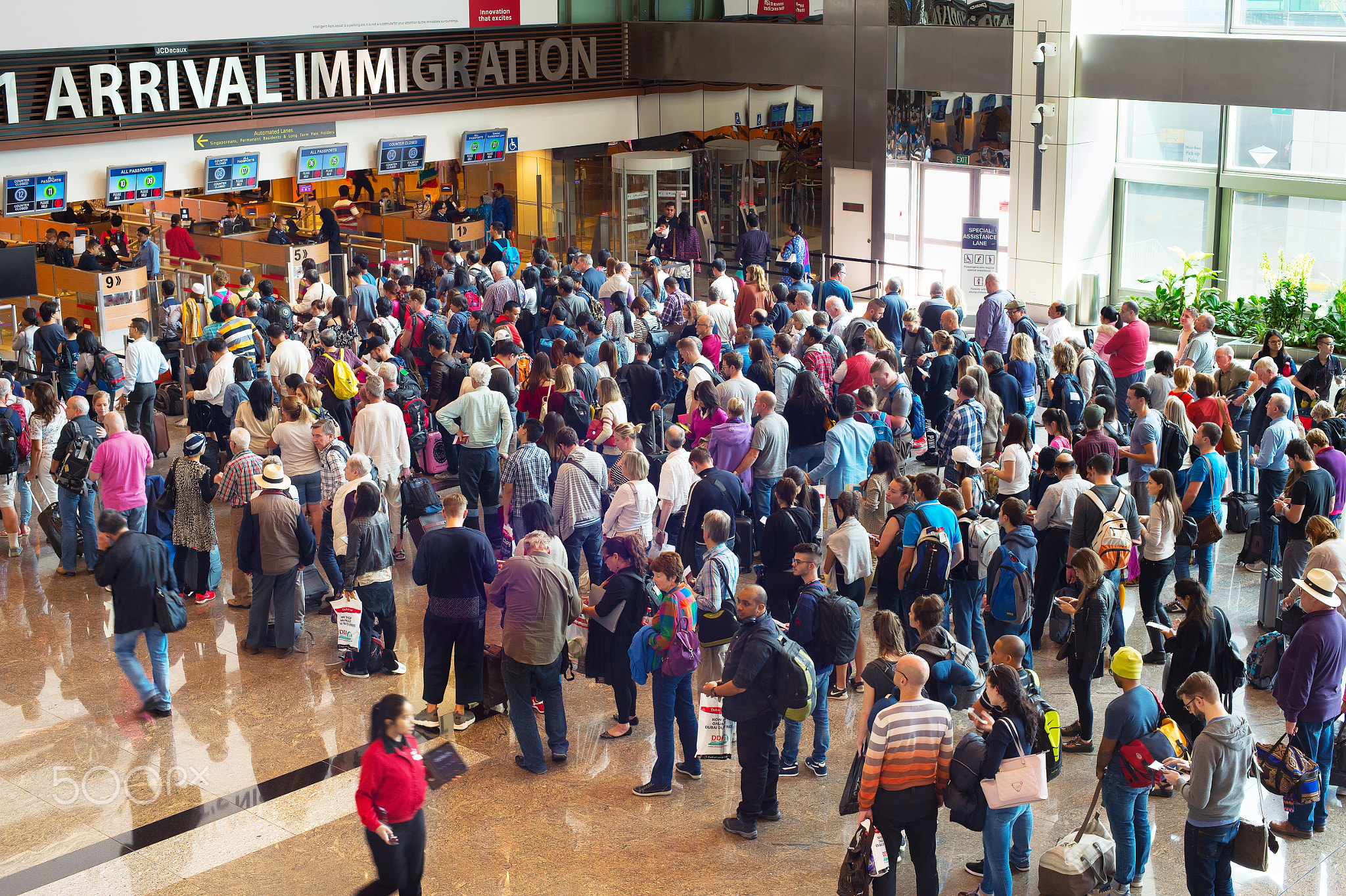 Queue at airport immigration