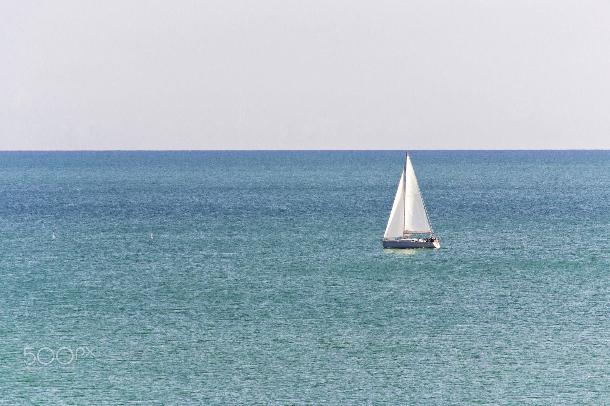 sailboat in the sea. luxury yachting in a calm water. for marine and navigation concept