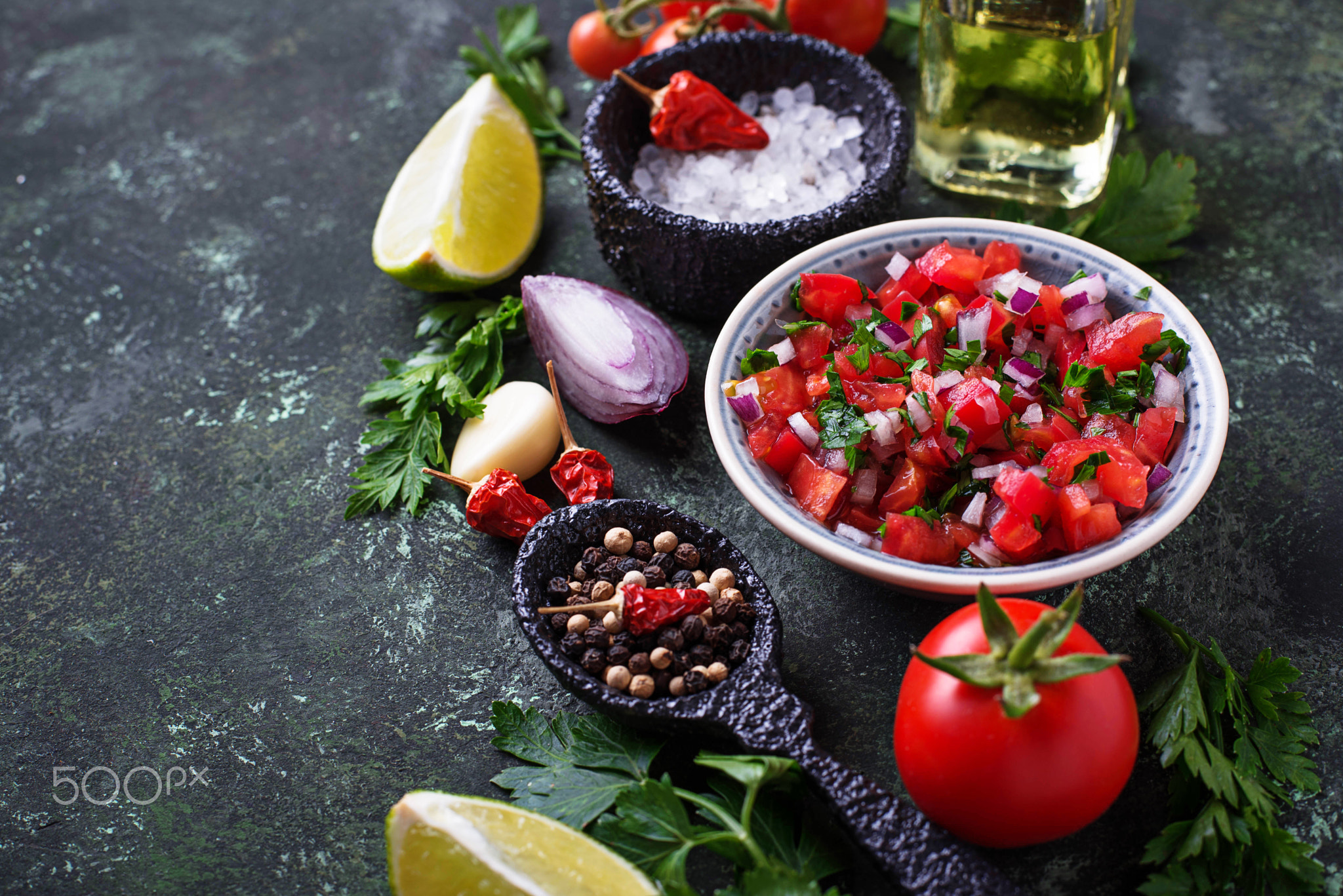 Traditional mexican tomato salsa sauce