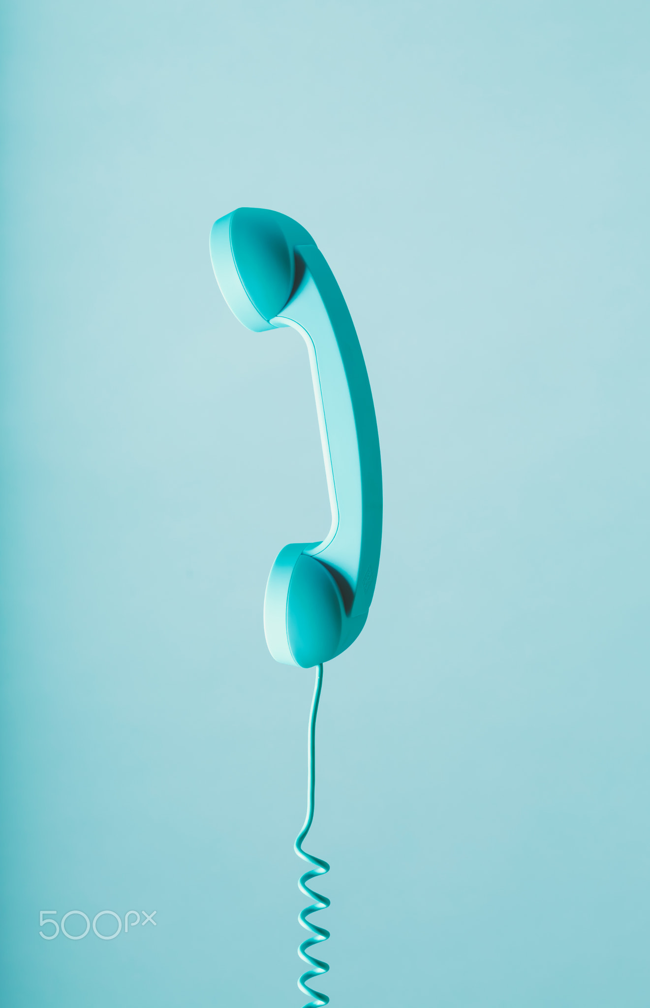 Retro style blue telephone handset