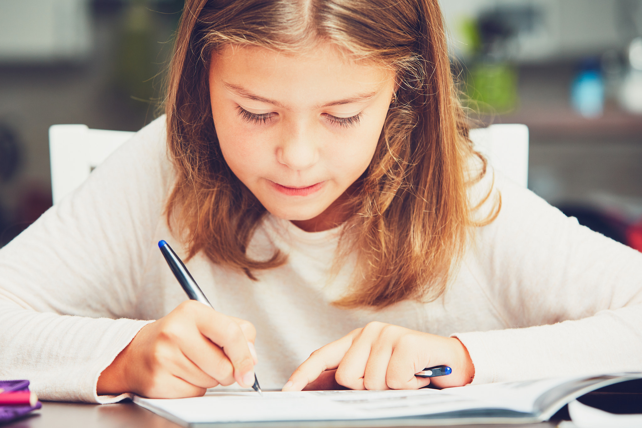 Little girl doing homework