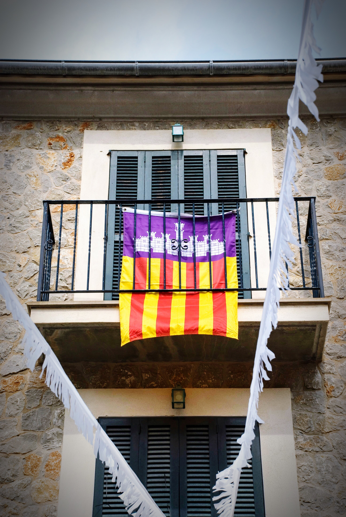 Flag of Mallorca on balcony