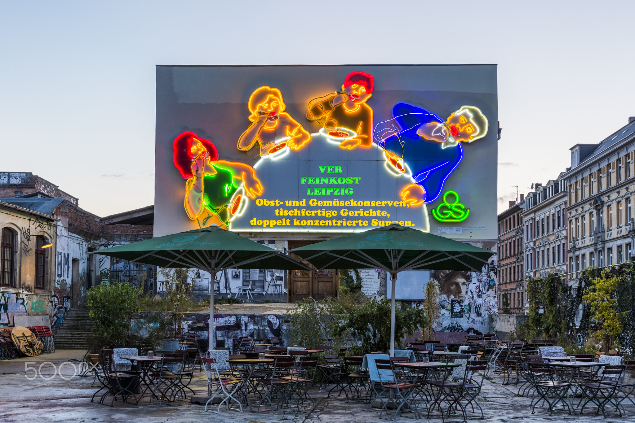 The Spoon Family - one of the most iconic neon signs of the former East Germany