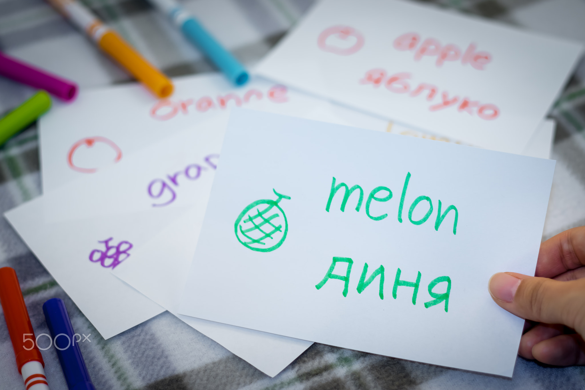 Ukrainian; Learning New Language with Fruits Name Flash Cards