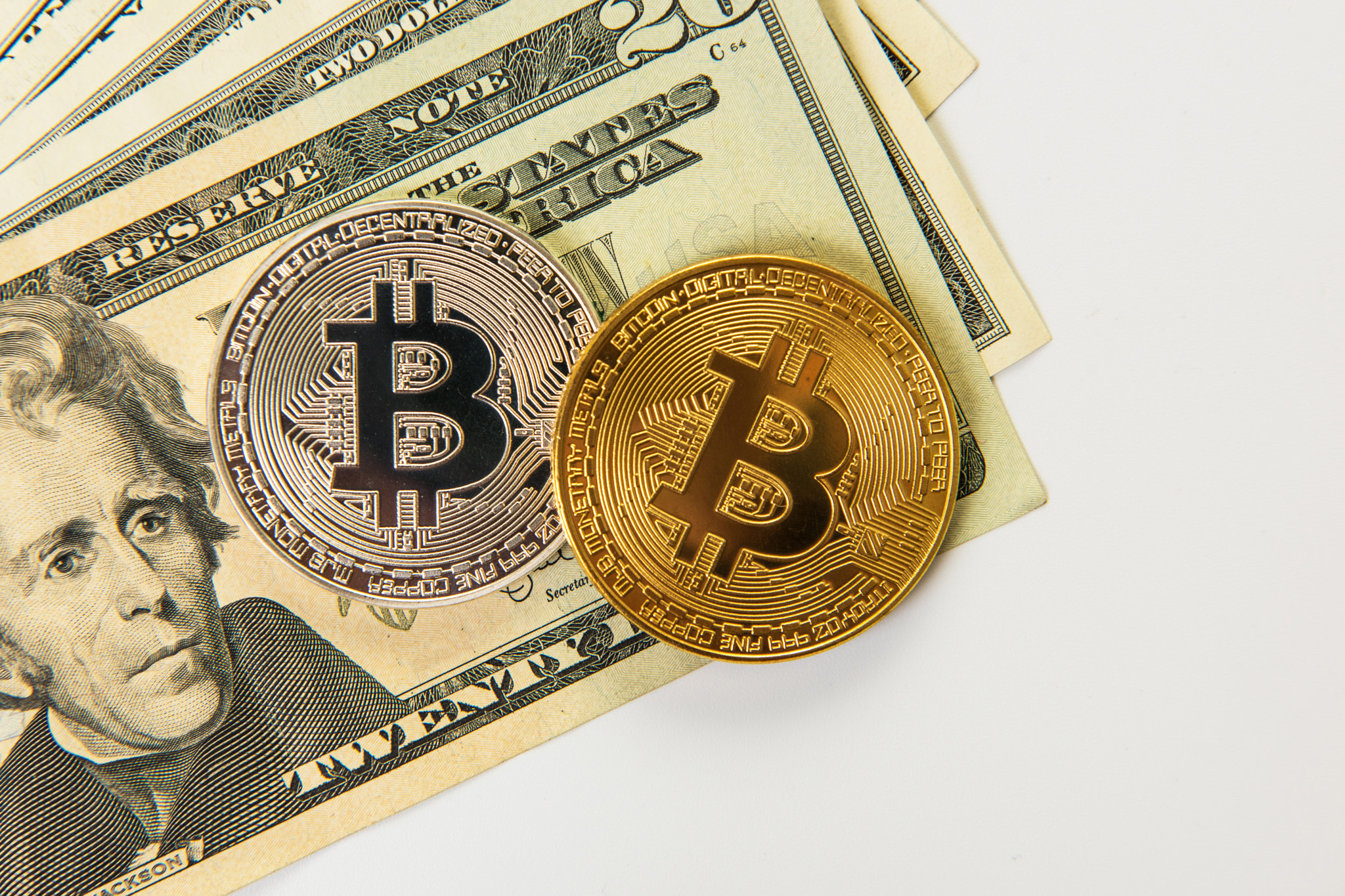 Bitcoin coin with dollars