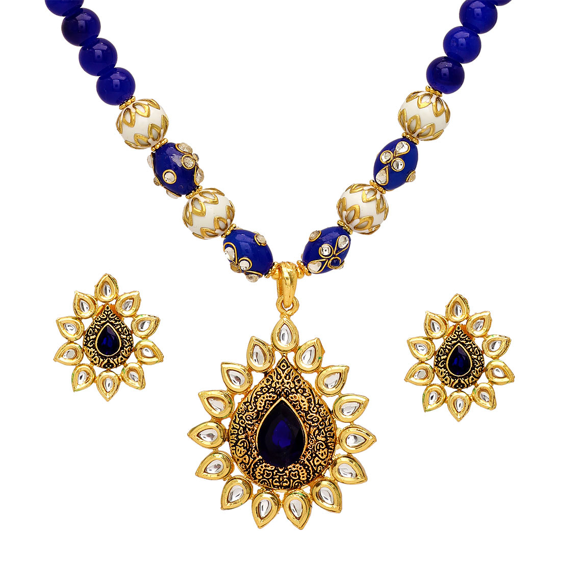 Oxidized AD Kundan Work Rajasthani Glass Stone Festive Special Necklace