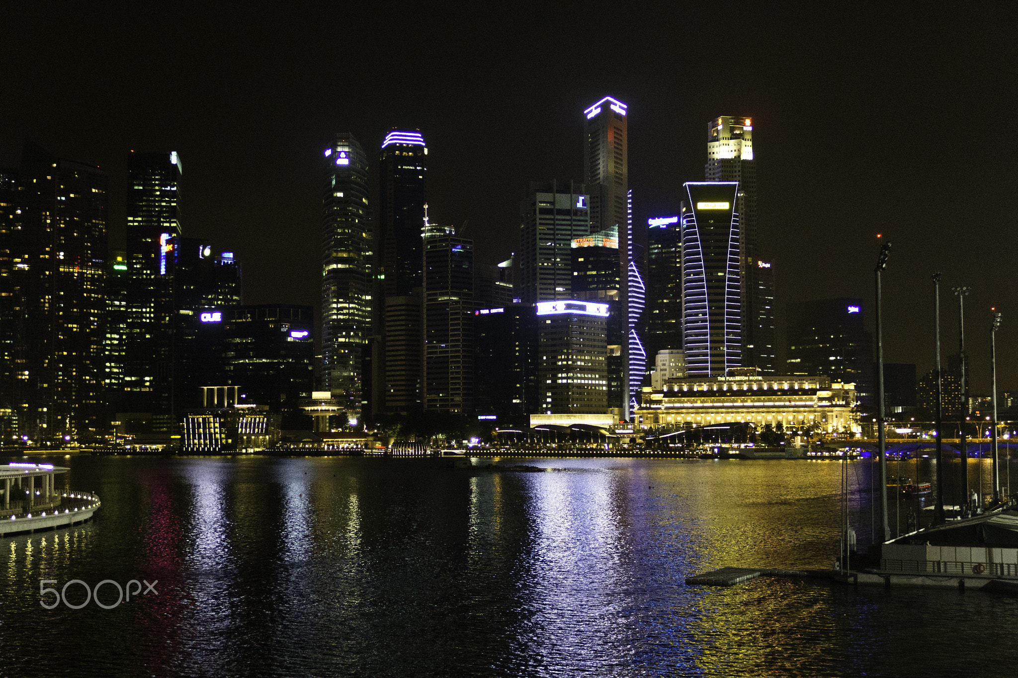 Singapore skyline as seen from the pedestrian bridge near the Ma