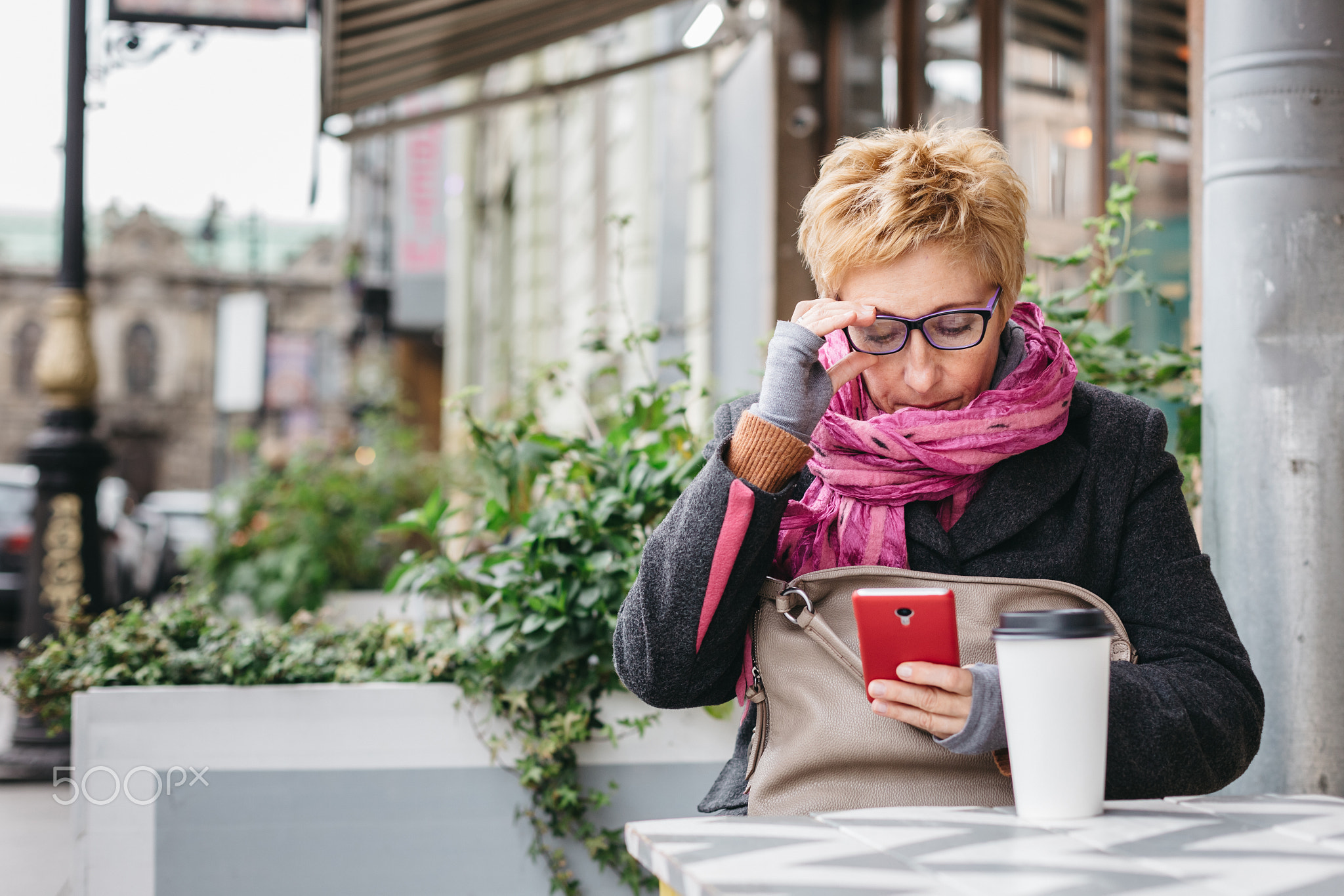 Adult woman surfing phone