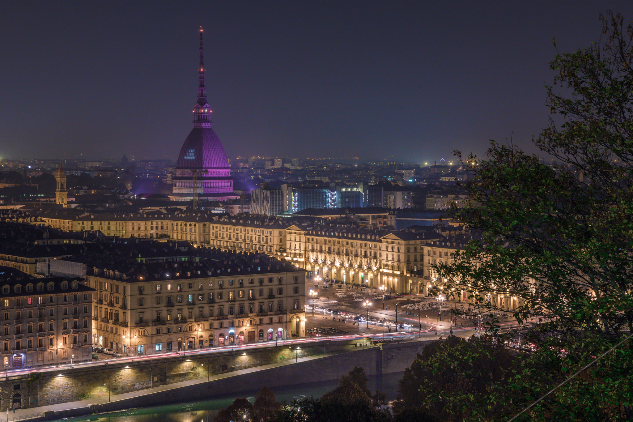 The Mole Antonelliana with a purple light