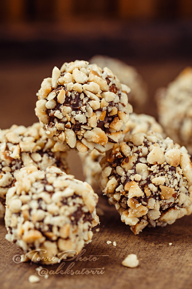 Homemade hazelnut truffle candies