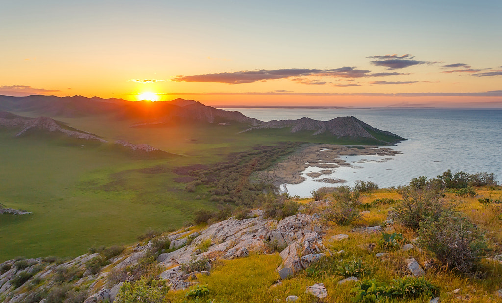 Sunset over Aydar lake. by Roman Valiev on 500px.com