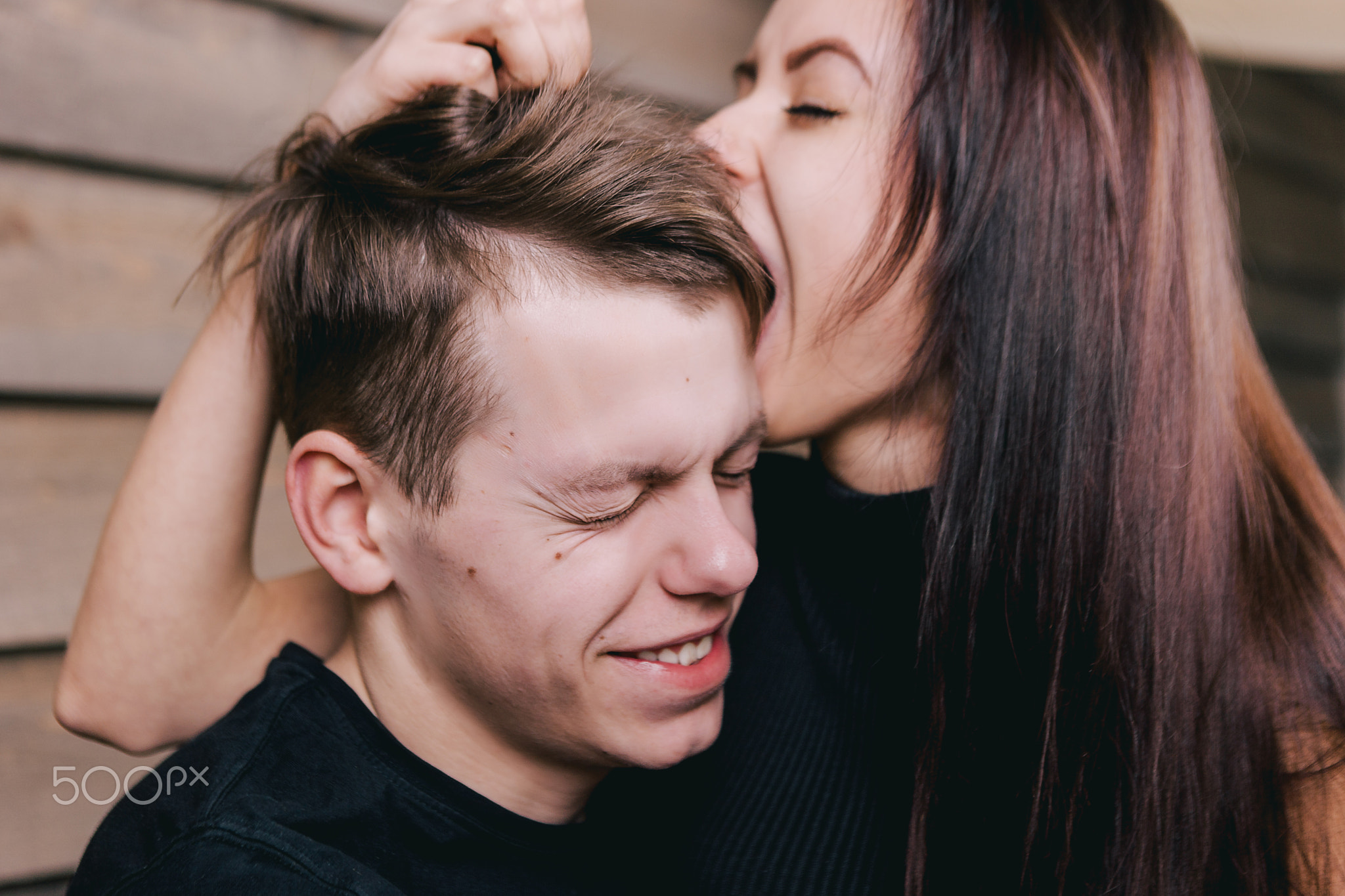 Passionate couple in love playing with each other