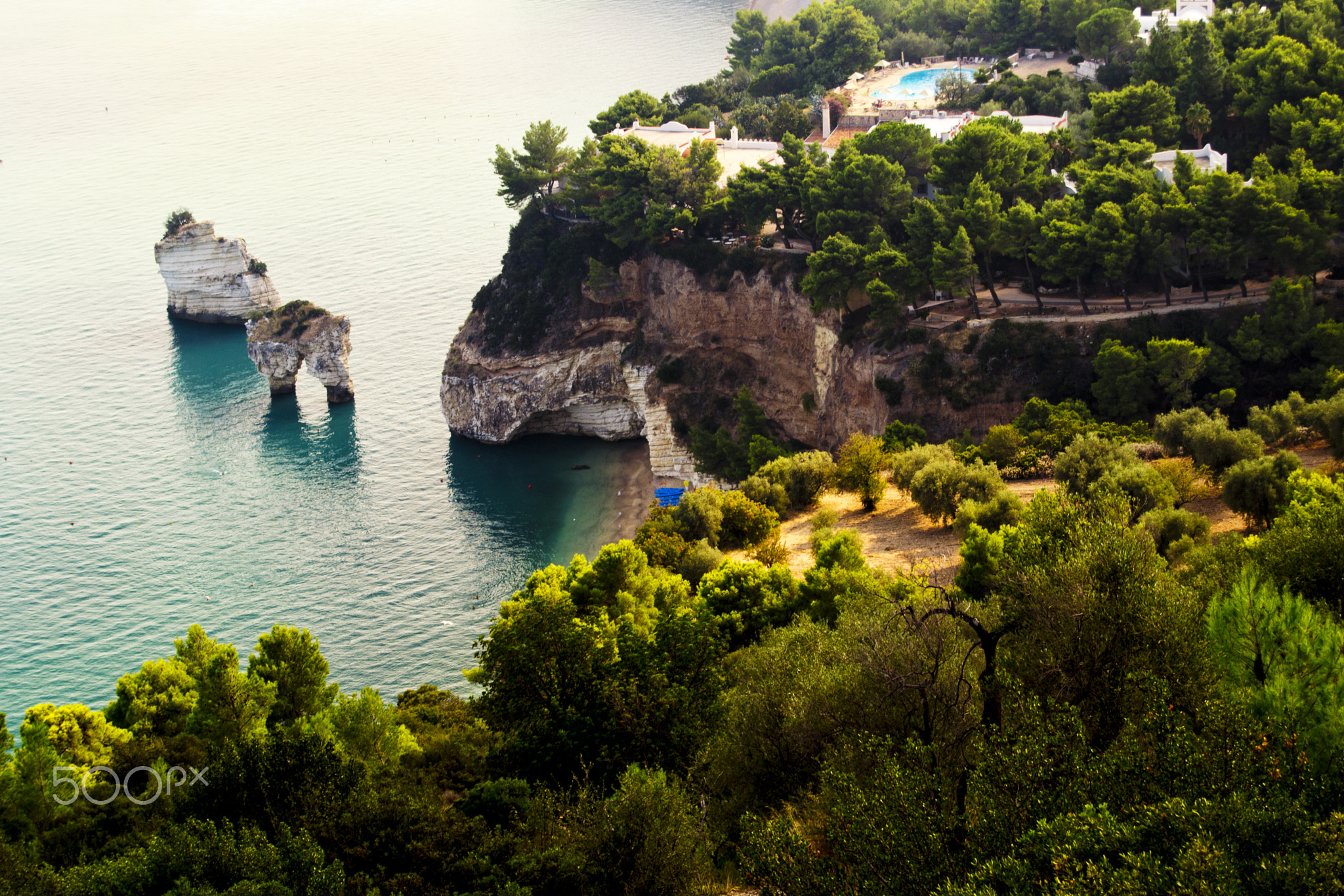 Baia delle Zagare, shore and sea stacks. Vieste, Gargano, Apulia, Italy. For travel and vacation...