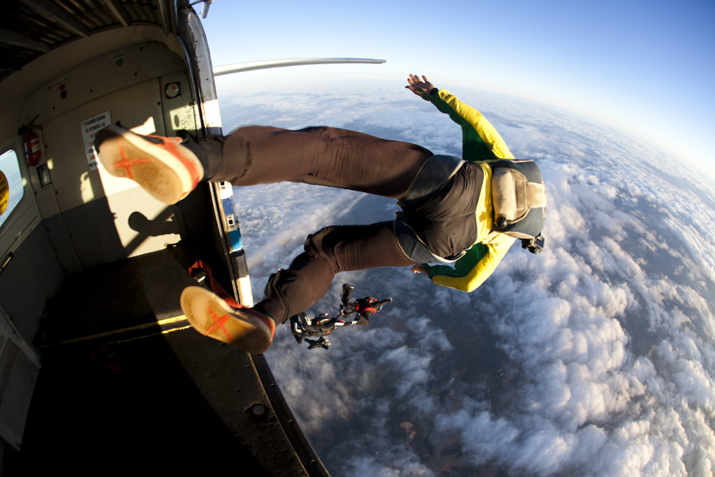 Skydiver exiting the airplane by Rodrigo Kristensen on 500px.com