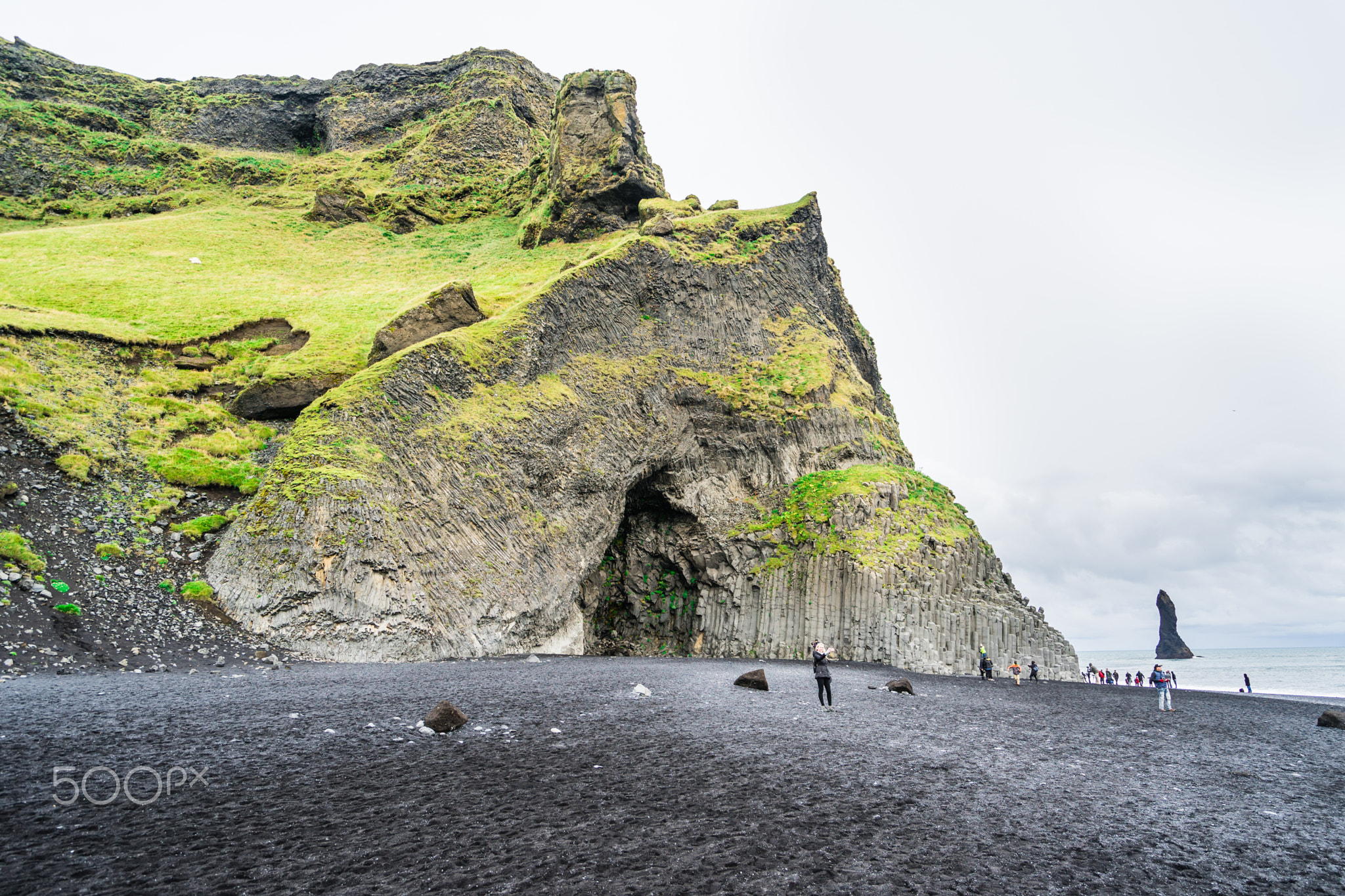 VIK, ICELAND September 12, 2017: Tourists in Reynisfjara Beach