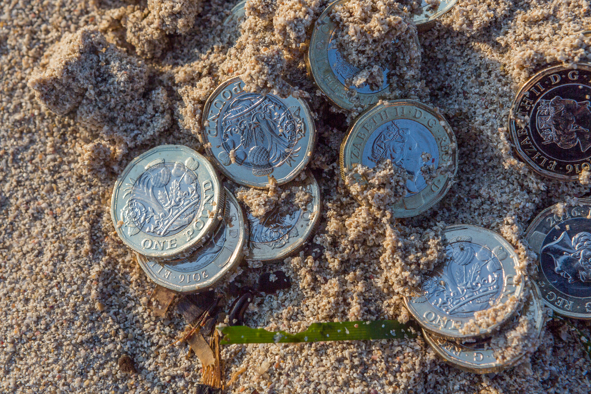 Pile of new Pound coins