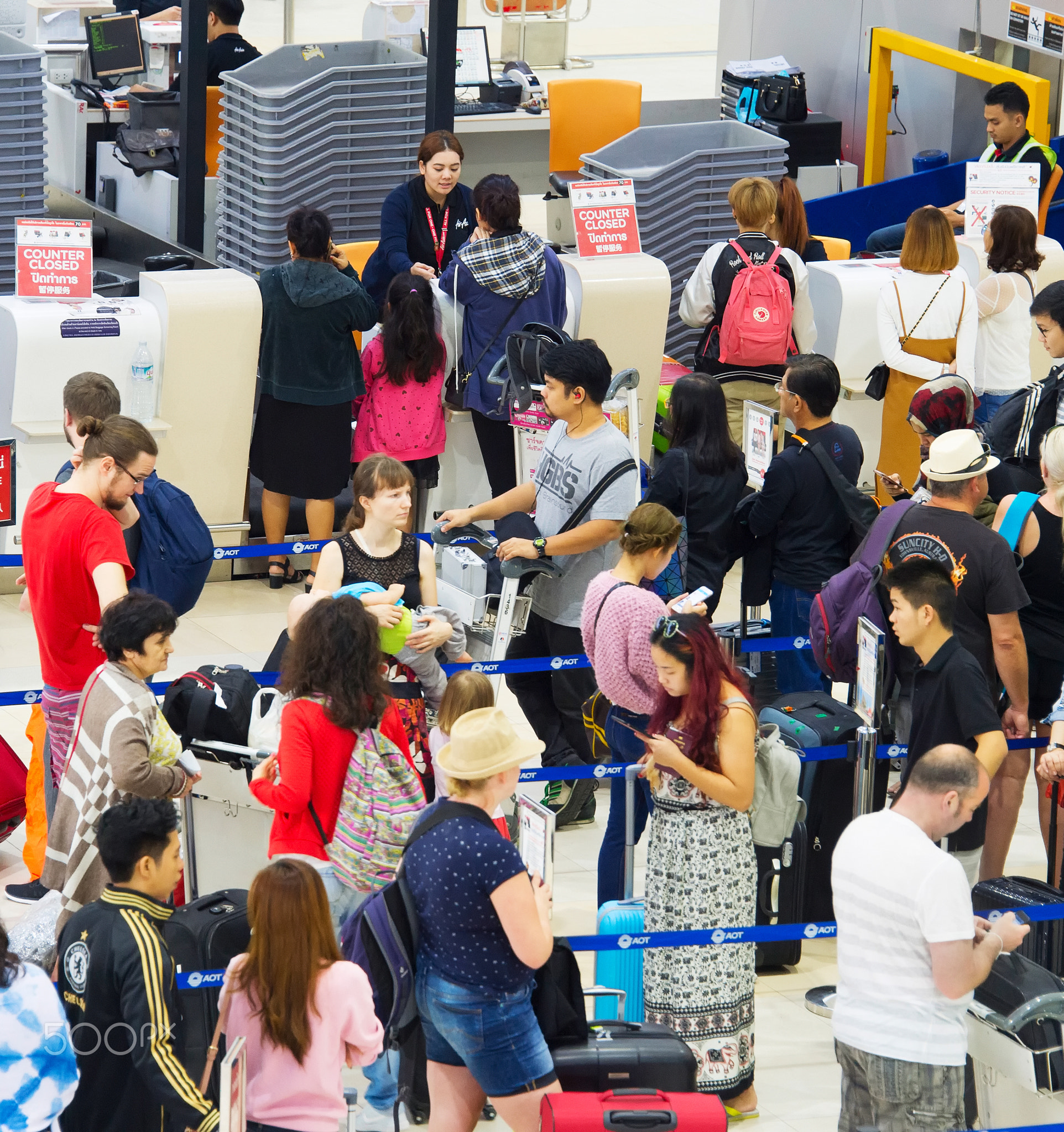 Check-in busy line at airport