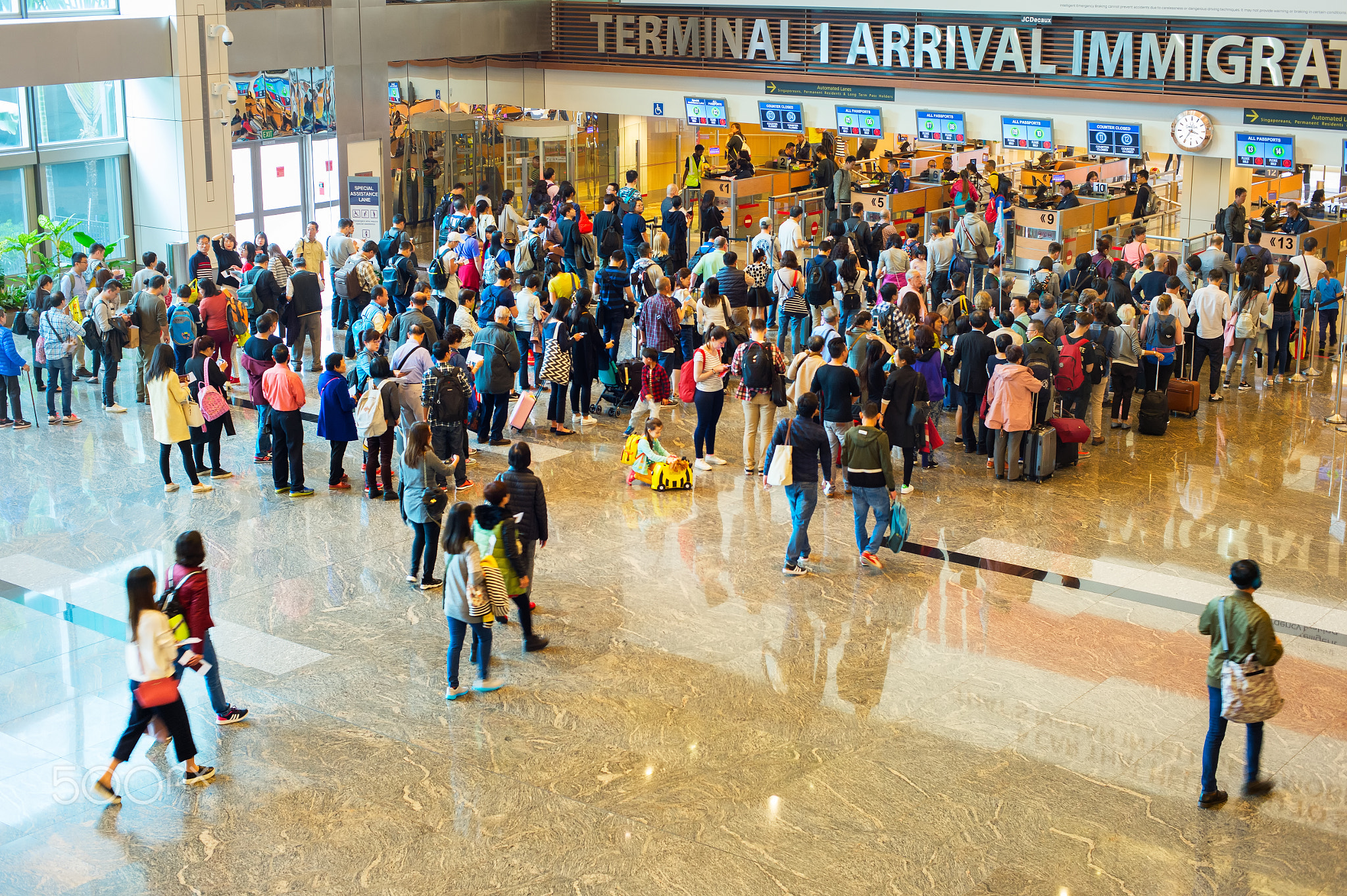 Waiting in queue airport immigration