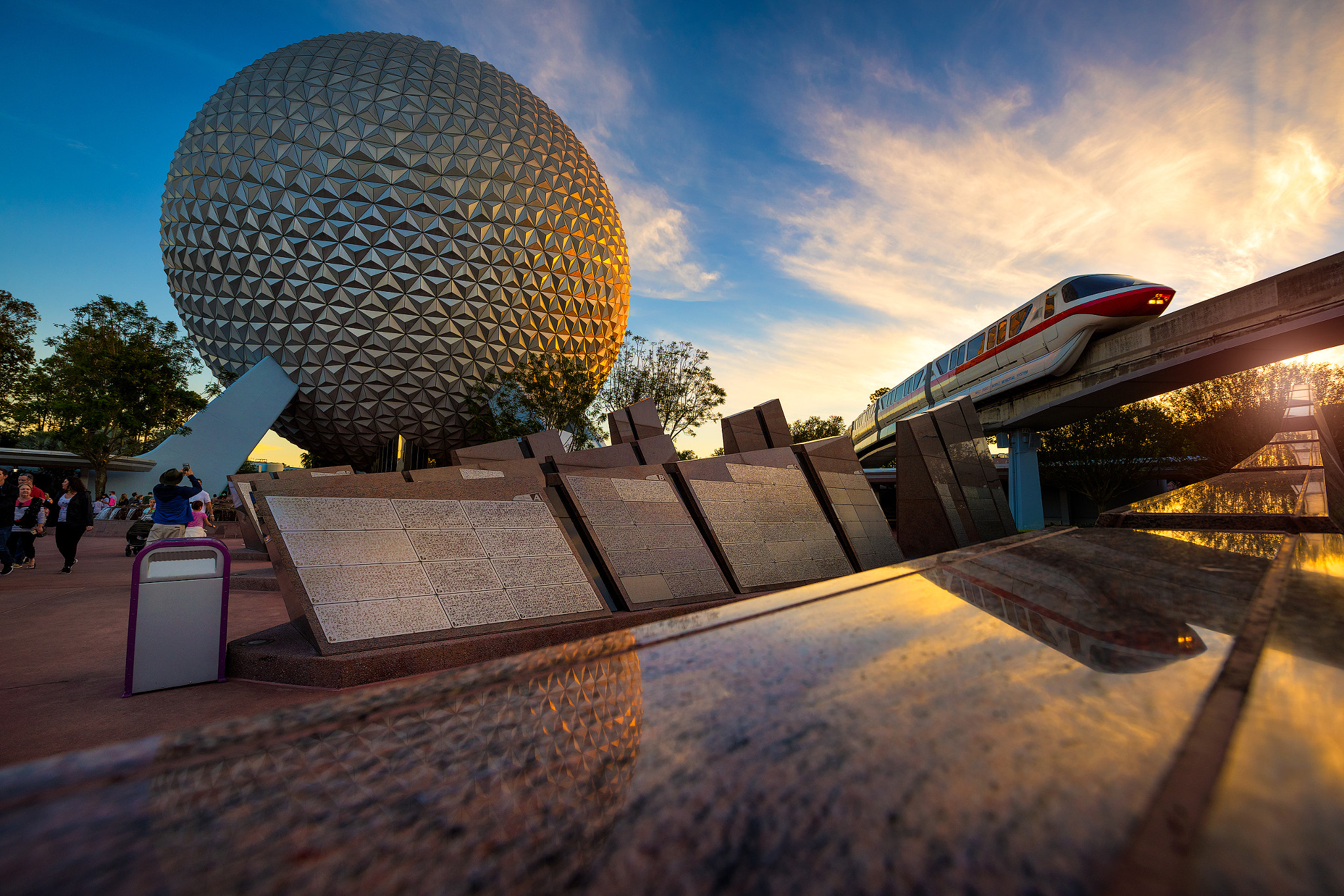 Reflections of Monorail and Spaceship Earth