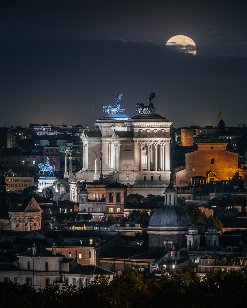 The Harvest Moon rising over Rome by Mindz.eye / 500px