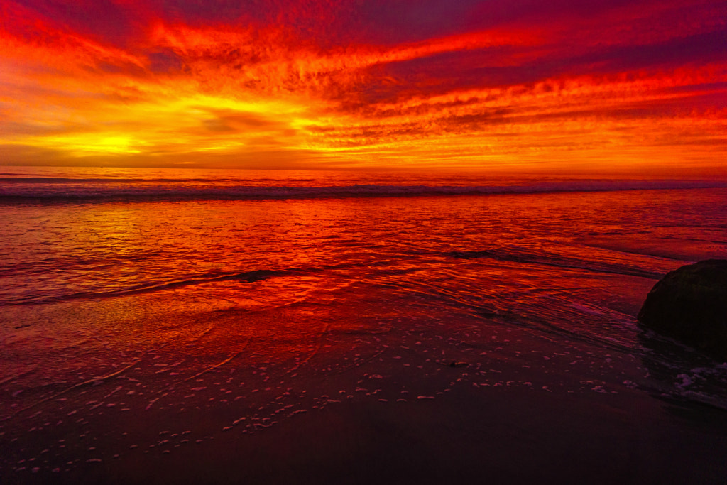 Fiery Sunset in Oceanside - December 10, 2017 by Rich Cruse on 500px.com
