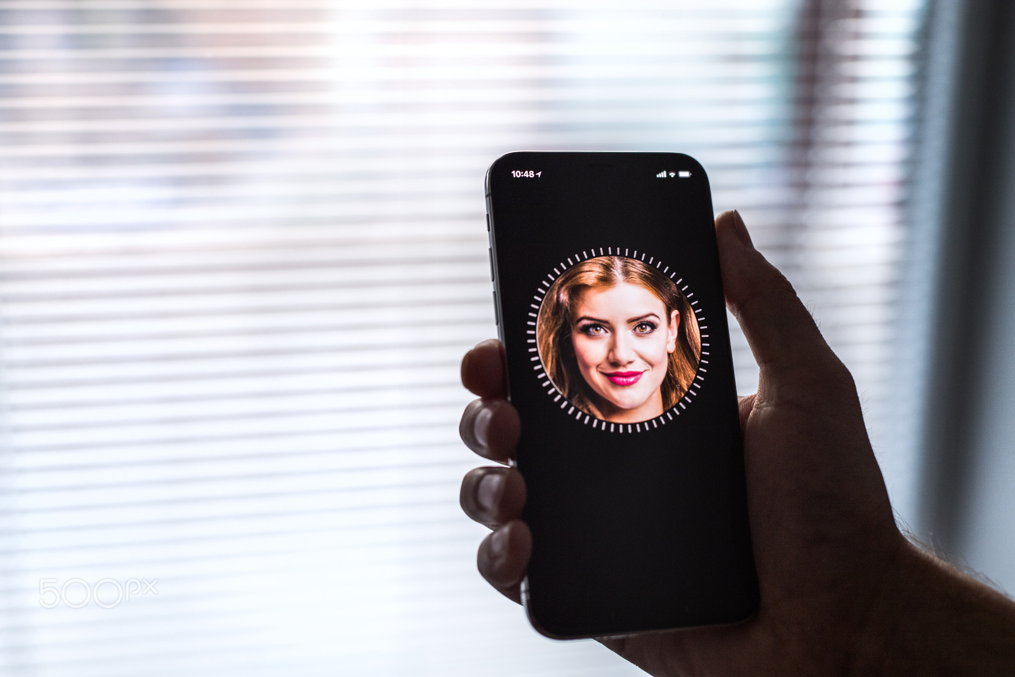 NOVA BANA, SLOVAKIA - NOV 28, 2017: New Apple iPhone X smartphone, FACE ID.