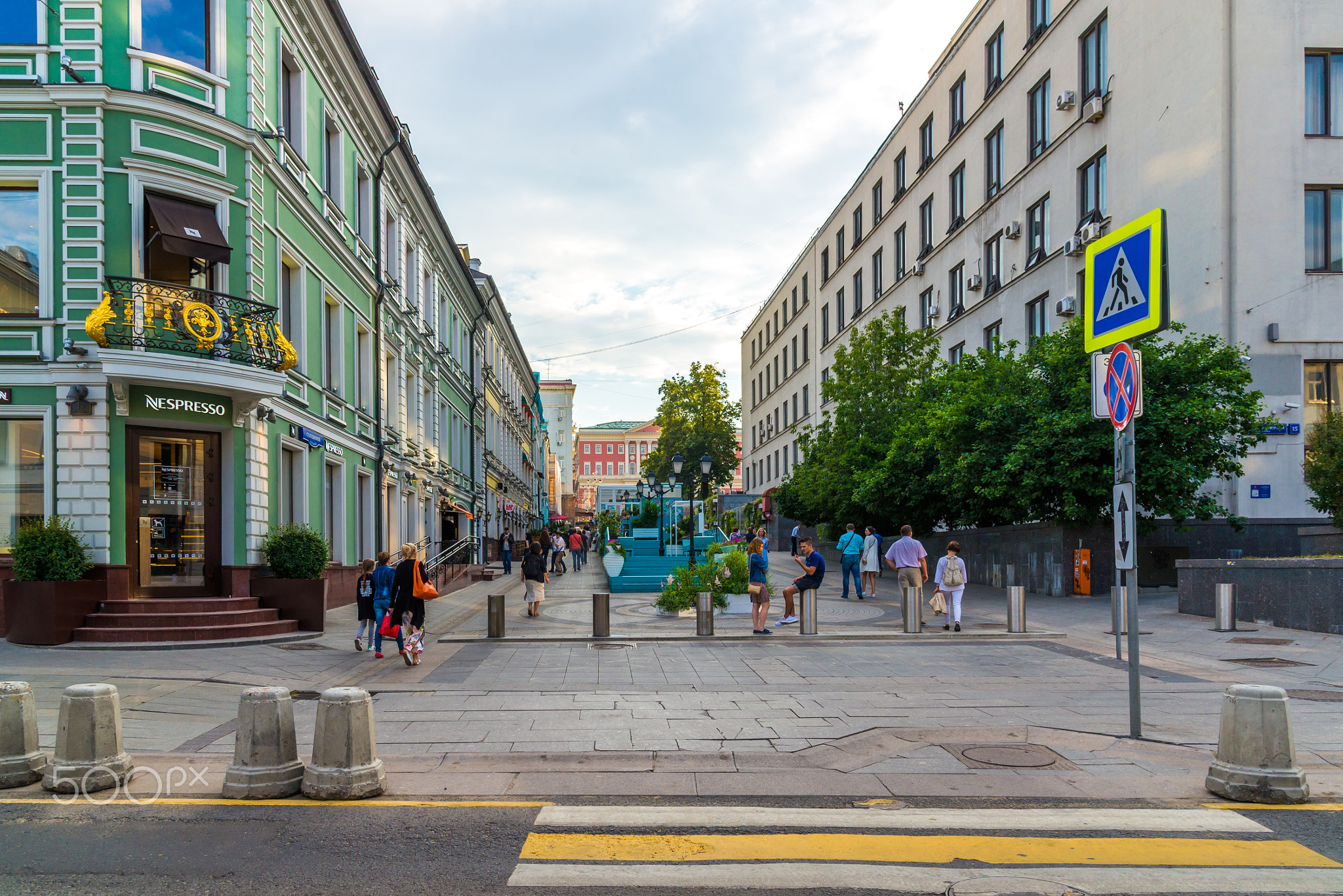 Moscow, Russia - July 25. 2017. Stoleshnikov lane is pedestrian street in historical center of...