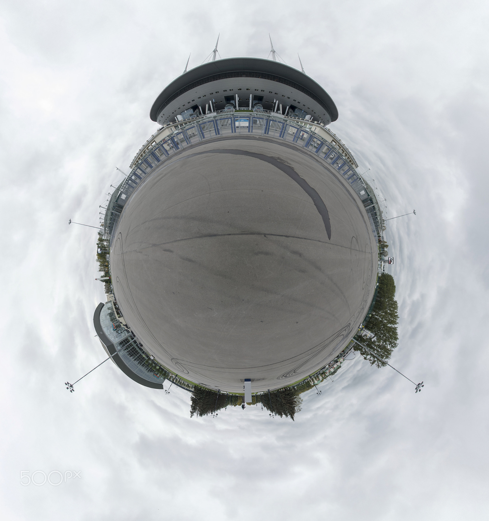 SAINT-PETERSBURG, RUSSIA, OCTOBER 3, 2017: 360 Degree Panorama of Stadium on the Krestovsky island