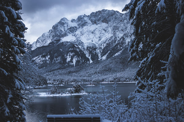 Winter Landscape with Lake and Mountains Inspiring Awe and